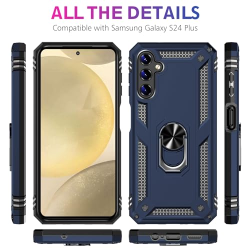 Image of for Samsung Galaxy S24 Plus Case with Screen Protector, Military Grade Rugged Shockproof Heavy Duty S24 Plus 5G Protective Cover for Samsung S24 Plus Magnetic Ring Kickstand Phone Case (Blue)