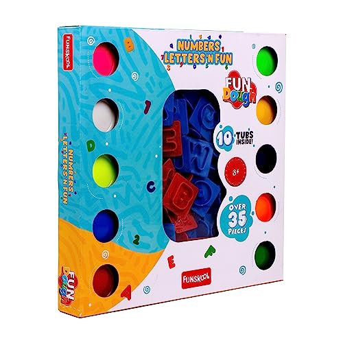 Fundough Funskool Numbers Letters N Fun, Play Set for Kid, 10 Colorful Tubs of 25g Each (250g Total), Learning, Fun & Engaging Activity, Multicolour, 
