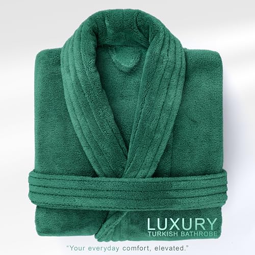 Image of American Soft Linen Women's Fleece Bathrobe - Luxury Soft, Plush, Fuzzy & Warm Turkish Robe for Women, Cozy Spa Quality Adult Bathroom Lounge Robe, Teal - S