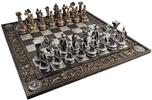 Set de ajedrez Griego Zeus vs Poseidón con tablero 17" miniatura 2