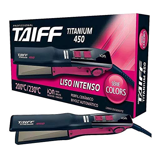 Chapinha Titanium Taiff 450 Colors Preto e Rosa Bivolt Cerâmica 230ºC