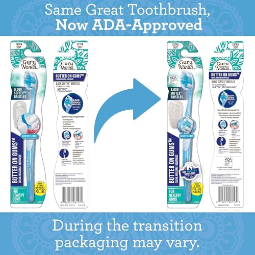 Image of GuruNanda Butter On Gums Toothbrush, ADA Accepted, with 8000+ Ultra Soft Softex Bristles for Sensitive & Receding Gums, Perfect for Whiter Teeth, 1 Ct (Pack of 2)