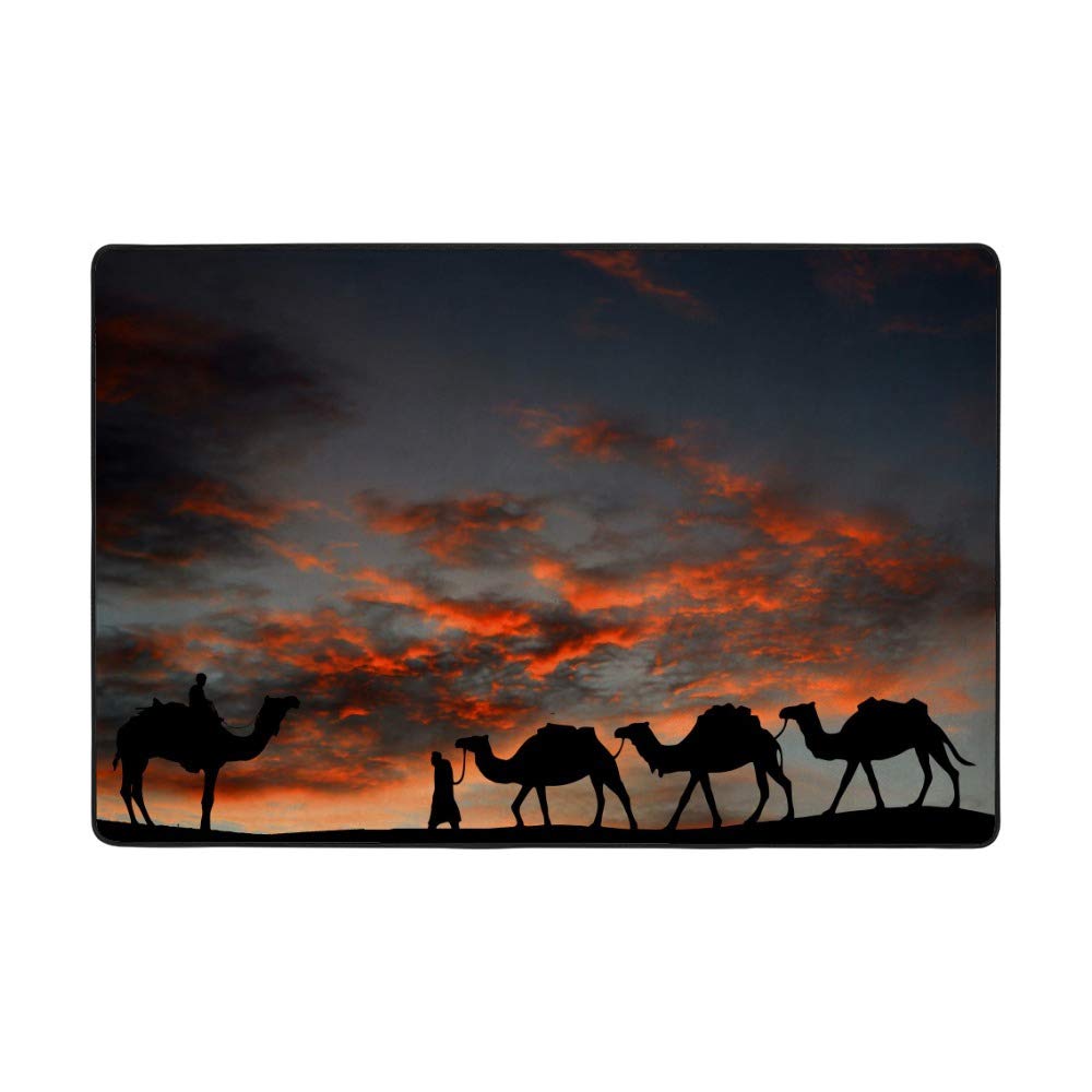 Grand tapis de sol chameau 152x99cm en velours corail pour salon