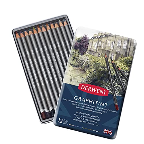 Derwent Graphitint Pencils, Metal Tin, 12 Count (0700802)