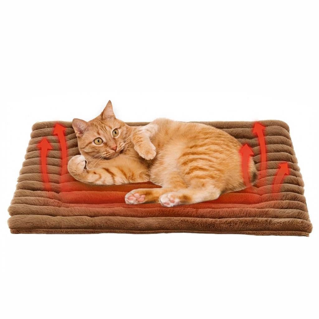 Wärmedecke Katze, 61x45 cm Selbstwärmende Katzendecke, Selbstheizende Haustierdecke, Katzendecken Hundedecken Geräuschlos, Katze Heizdecke Ohne Strom, Katzenbett Waschbar für Katzen & Hunde