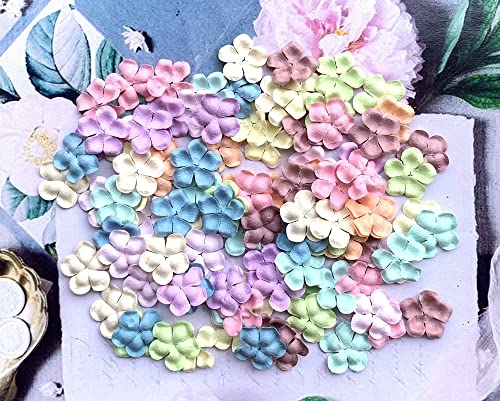 100 Pcs Handmade Mulberry Paper Plum Blossom Flowers Petals 30X30Mm Scrapbooking Wedding Diy Craft Supplies Card (Pastels Colors) #TOP4