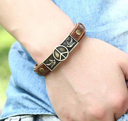 Hamoery Men Punk Alloy Leather Bracelet Cross Bracelet Bangle Wristband4