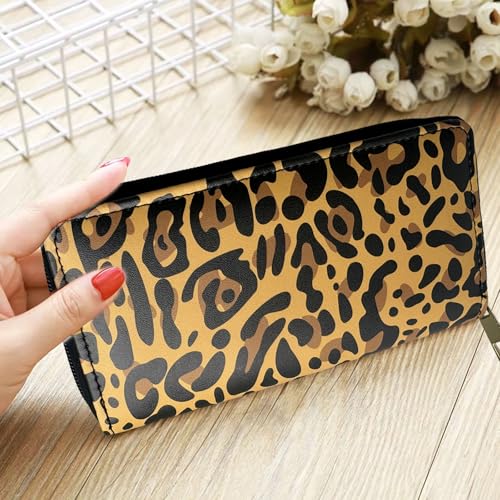 Image of Leopard Wallet Gifts, Wallet For Women Ladies Female Card Cases & Money With Zipper Organizers For Pocket Or Purse, Leopard