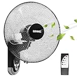 Duronic FN55 BK Ventilador de Pared Oscilante 60 W con Mando a distancia Temporizador y 3 velocidades | Potente con 5 Aspas y Hélice de 40 cm | Cabezal Ajustable e Inclinable | Instalación sencilla