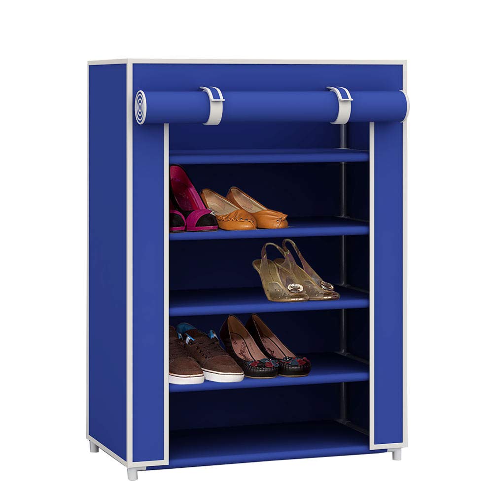 Armoire de rangement tissu bleu marine 5 niveaux penderie chaussures et vêtements Sunbeam