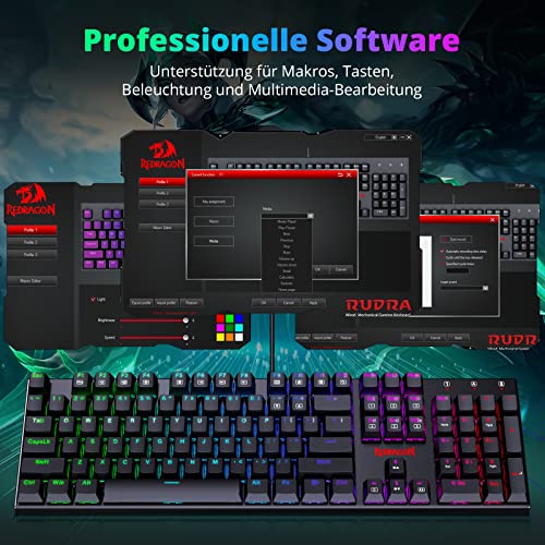 Tastiera da gioco, , tastiera meccanica con interruttori rossi, tastiera da gioco completamente programmabile, RGB, anti-ghosting 105 tasti per Windows PC Mac (layout tedesco) - Tastiera gaming - Immagine 4