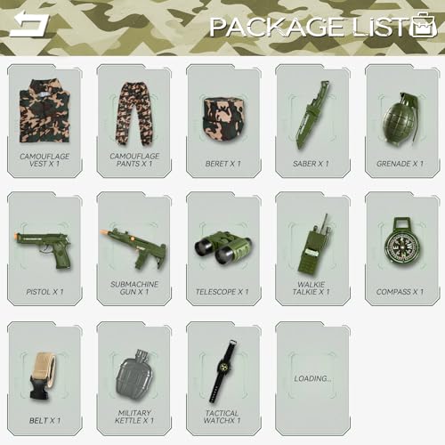 Disfraz Militar para Niños, Juego de Pretend Play miniatura 3