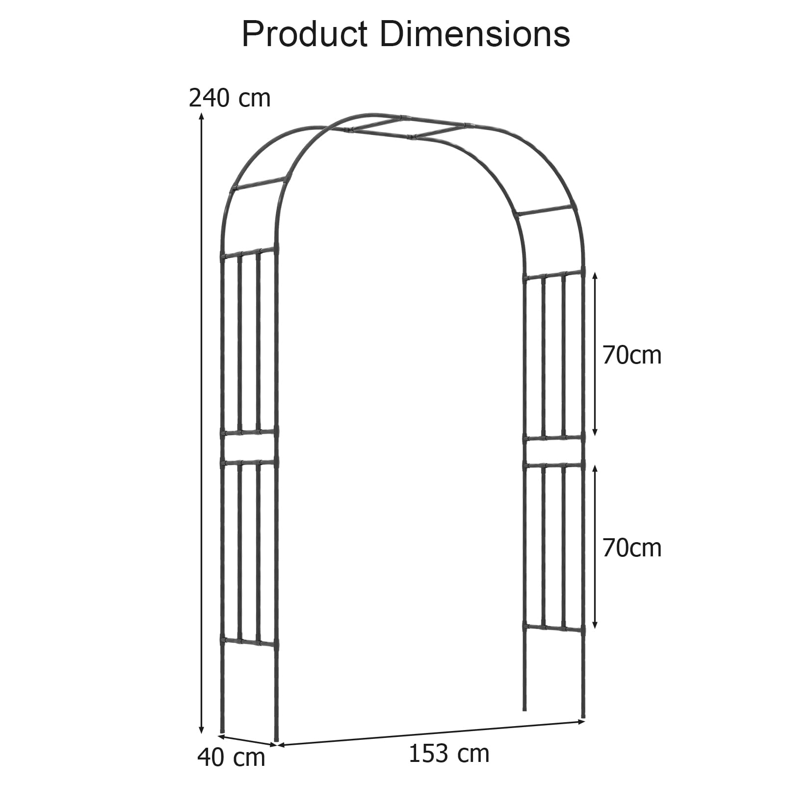 HOMASIS Arco da Giardino, Sostegno per Piante con Tubo in Acciaio Ondulato, Arco per Rose Rampicanti, Decorazioni Giardino per Feste, Matrimoni (153 x 40 x 240 cm)