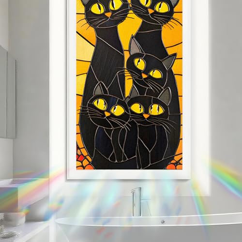 Image of Nuxovilar Halloween Black Cat Pattern Window Film 17.5x39.3 in PVC