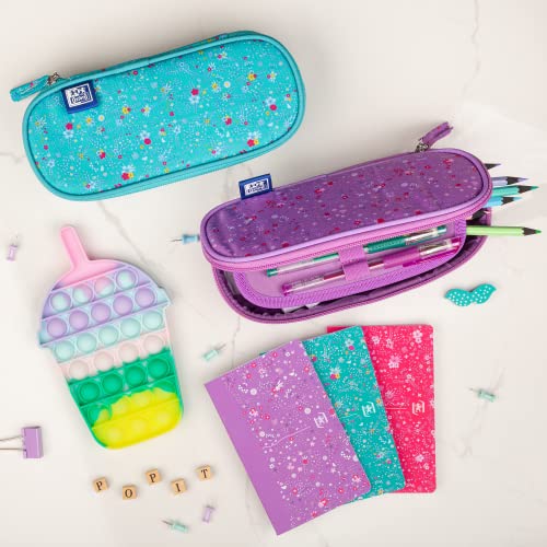 Image of Oxford Floral Large Capacity Pencil Case Purple