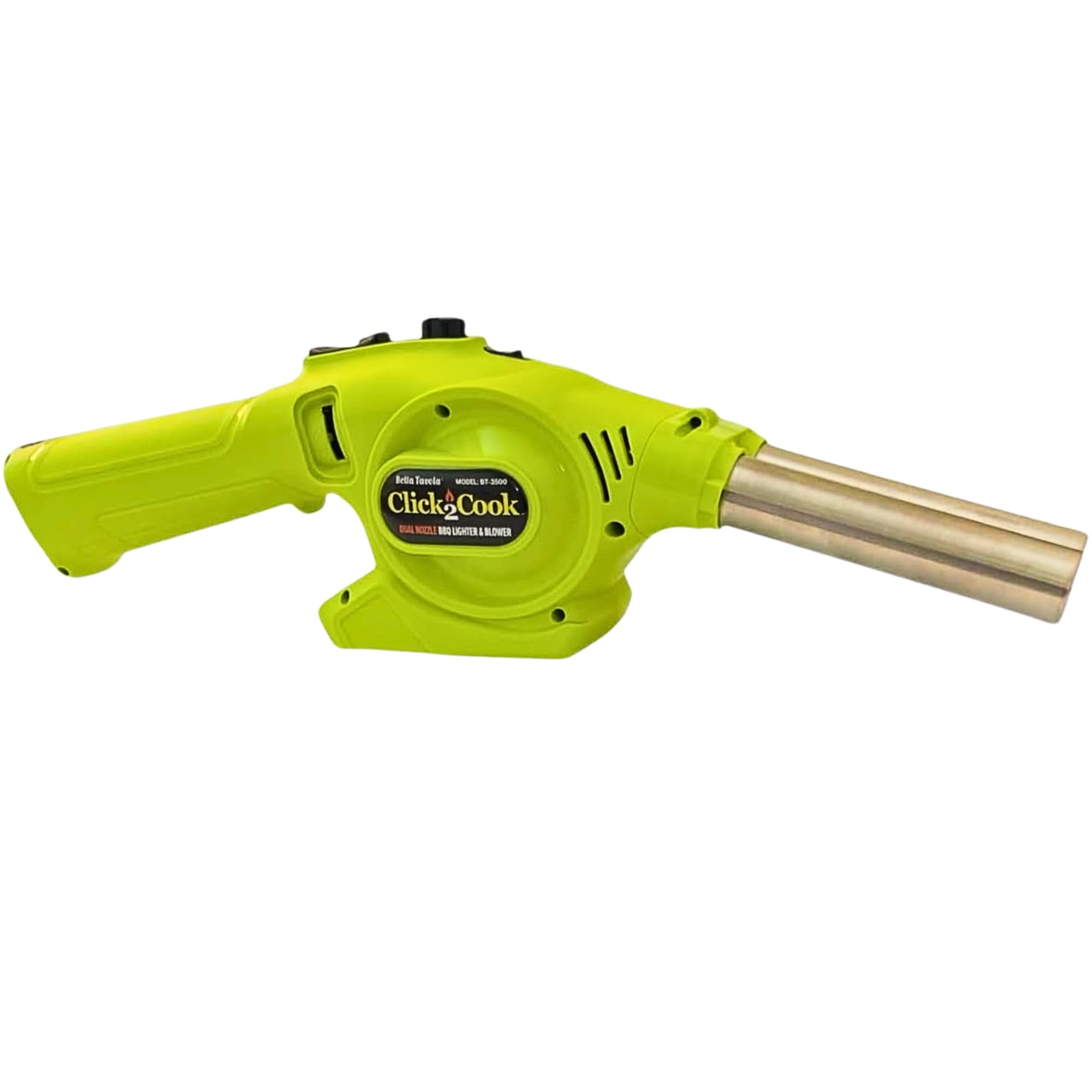 Click2Cook - Encendedor y soplador de barbacoa de doble boquilla, portátil, recargable, de carbón y con boquillas de acero inoxidable