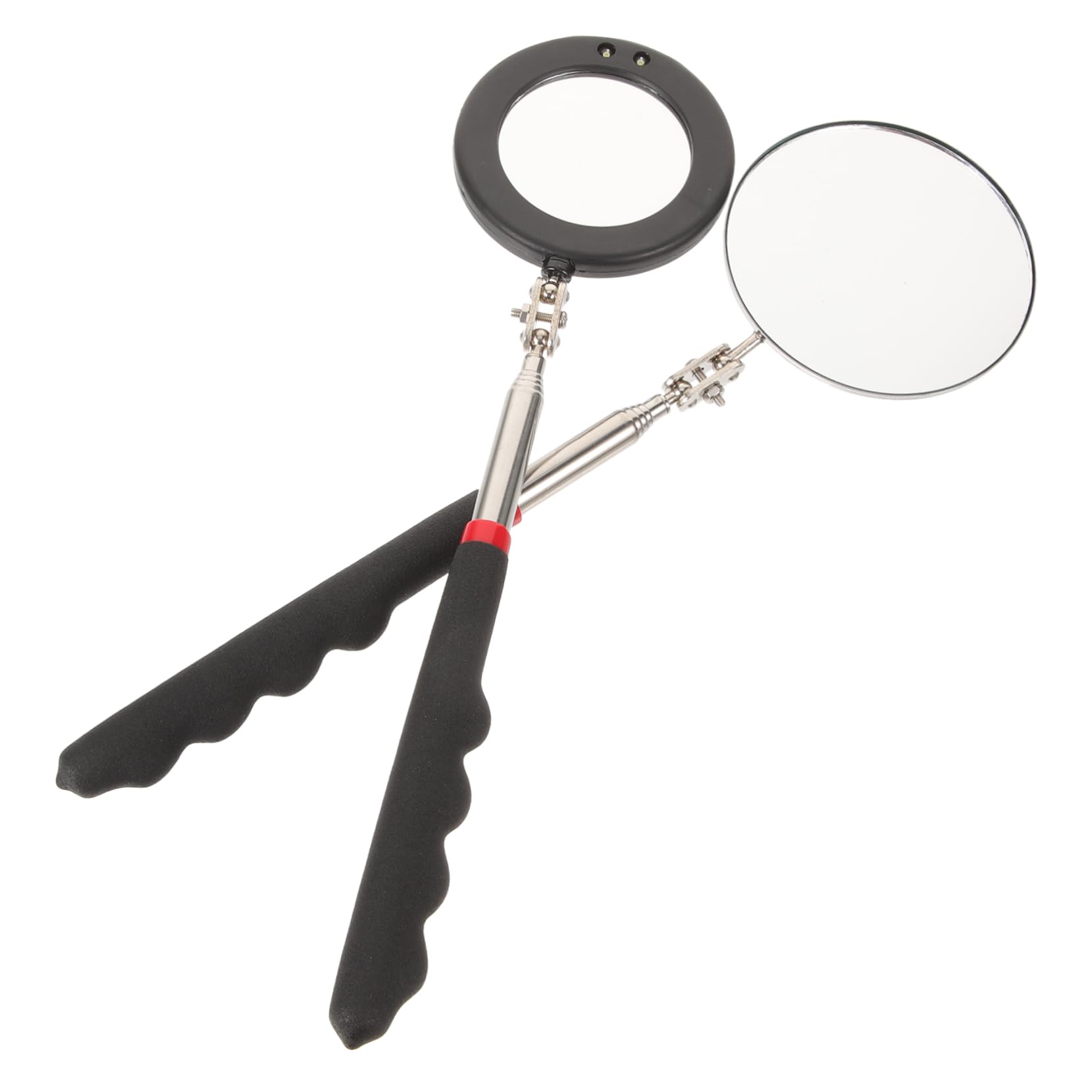 WOONEKY 2pcs Telescoping Inspection Mirror Led Lights Extendable Flexible Auto Mirror Stick for Vehicle Inspecti