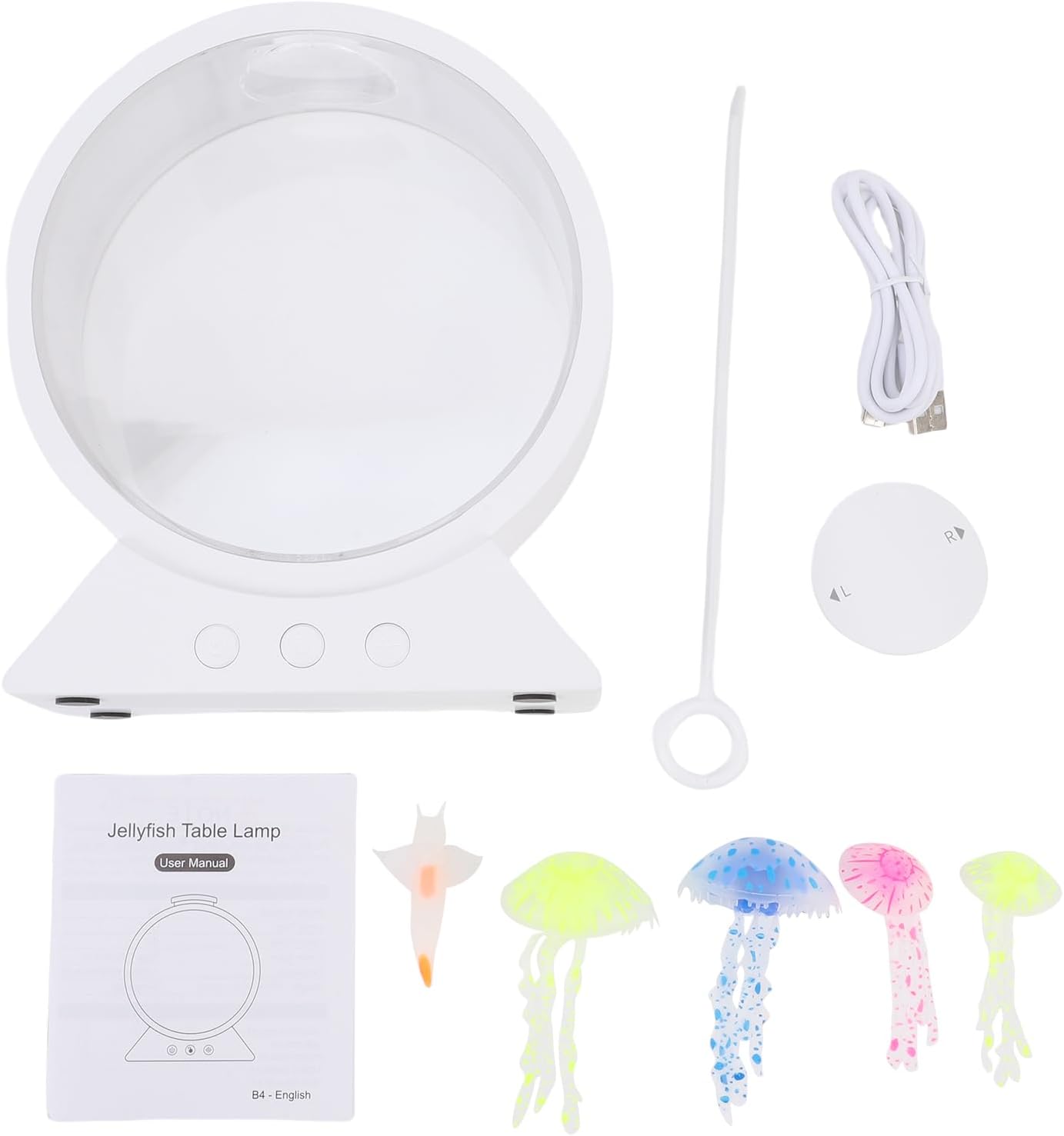 Yunir Jellyfish Lamp,LED Fantasy Jelly Fish Light,7 Color Setting Jellyfish Table Lamp Decorations,Round Jellyfish Aquarium Night Light for Home Office Decor Great Gifts for Kids (White)