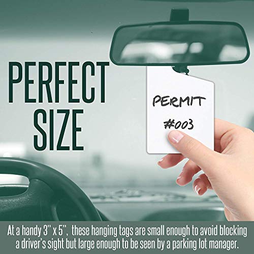 Parking Permit Hang Tags Blank White DIY Passes - 3x5" (50-Pack) Rearview Mirror Hanging Blank Pass for Employees Tenants Businesses Offices Car Lots and More - Thumbnail 7