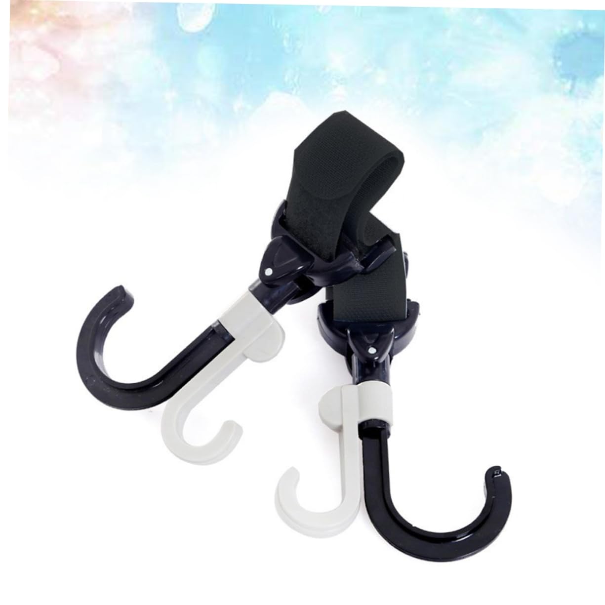 Milisten 2pcs Stroller Hooks for Diaper and Grocery Bags Stroller Clips for Easy Attachment Black Gray for Parents The Go