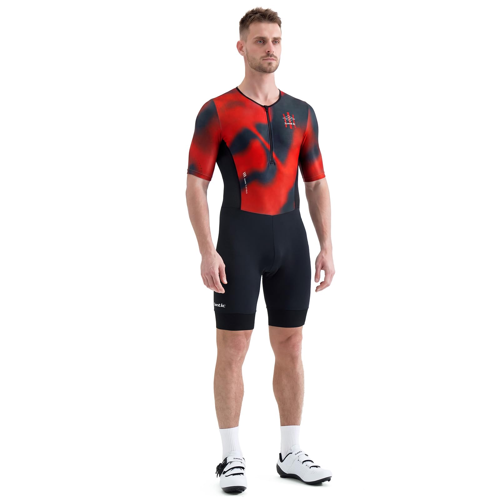 Santic Kuzarm Pro - Tuta da triathlon da uomo, imbottita, per corsa, dimagrimento