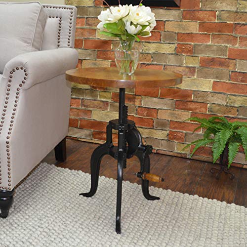 Carolina Chair and Table Brook Adjustable Crank Accent Table, Chestnut/Black