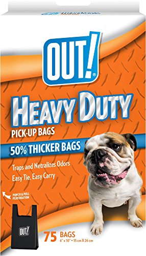 OUT! Heavy Duty Extra Thick Dog Waste Bags, 6x10 in, 75 bags