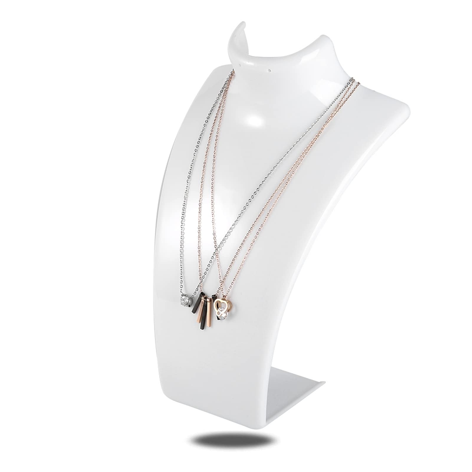 Salmue Mannequin Jewelry Display Stand, Pendant Necklace Holder, White Plastic Figure Stand