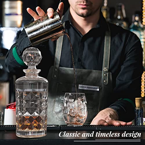 Whiskey Decanter With Sealed Irregular Stopper,Novel Lead-Free Crystal Glass Bottle,Gift For Friends,Glass Decanters For Vodka,Wine, Liquor ,Juice And Water(Small Diamond) #TOP5