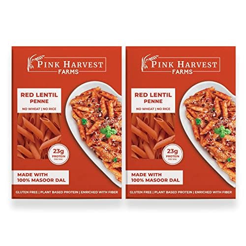Pink Harvest Farms Red Lentil Pasta | No Rice - No Maida | Vegan | Gluten Free | High Protein | (Red Lentil Penne Pasta, 200 grams (Pack of 2)) (B09TP12P8X) Amazon Price History, Amazon Price Tracker