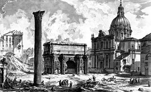 Vue de l'Arc de Septime Sévère Piranesi Imprimé Sur Toile Décoration Bureau Cabinet