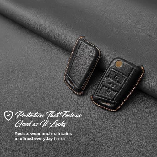 Image of Keyzone Royal Leather Key Cover for Virtus, Kylaq, Slavia, Kodiaq, Kushaq, Taigun, Tiguan, Octavia, Jetta, Superb, Karoq, T-ROC flip Key (Celestial Blue)