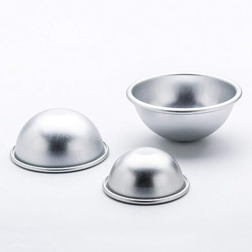 Miniatura 3 de Molde de bomba de baño de aleación de aluminio, molde de semicírculo, herramienta para hornear, manualidades, pudín, huevo, tarta (2.2 in)