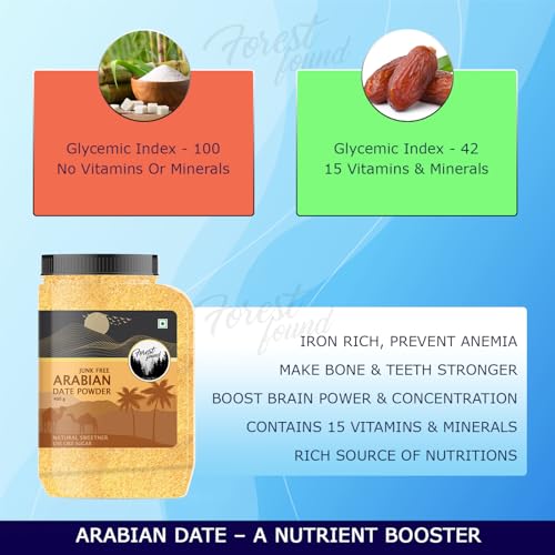 Image of Forest Found Date Powder(400 gm) Made By 3 Sieve Grinding Method| Kharik /Khajur Powder | 100% Natural Sweetener | Sulphur Free |Substitute for Sugar | 400 gram.