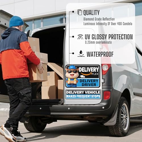 Image of Car Magnets Flex Driver,Heavy Duty Reflective Flex Delivery Driver Car Sign,Car Magnets Rural Carrier Delivery for Cars, SUV, Trucks,Bumper Sticker 4pcs