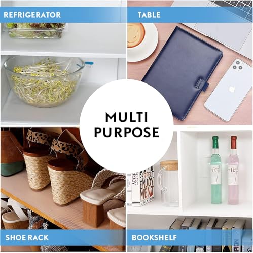 Image of DecorTwist Pre-Cut EVA Shelf Liner Mat Set of 4 (50x30 cm) Waterproof Anti-Slip Cabinet Drawer Mat for Kitchen, Fridge & Wardrobe | BPA Free Washable Reusable White