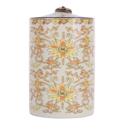 Chinoiserie Porcelain Decorative Jar with Lid,Home Decor Accent, Kitchen Canning Container, Jar for Loose Tea, Pen Holder,21oz Ceramic Vase & Storage Jar (FQM Jar)