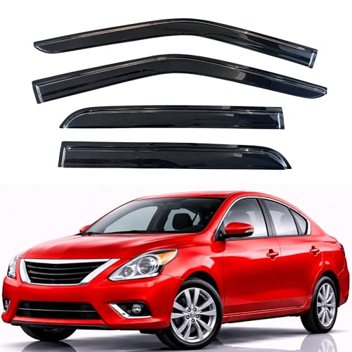 Image of KPY Rain Guards Fit for 2012-2019 Nissan Versa Sedan, Out-Channel Window Visors Vent Wind Deflectors 4PC, Car Accessories for 12-19 Versa Sedan (Excludes Hatchback)