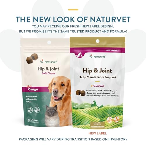 NaturVet Hip & Joint Soft Chews Plus Omegas for Dogs and Cats, 120 ct Soft Chews, Made in USA - Image 3