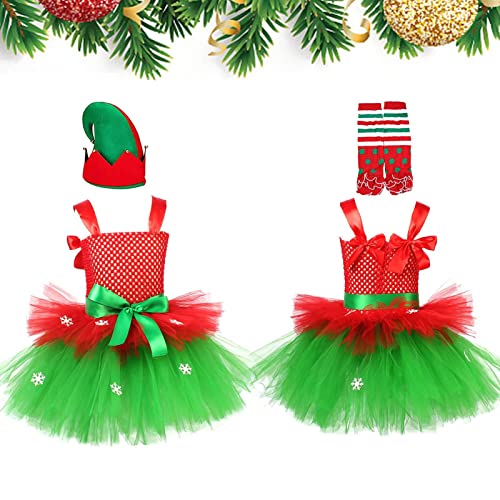 WEITING Robe Tutu Elfe pour Enfants,Tenues de fête de Noël avec nœuds Papillon - Cosplay Mesh Tutu Robes pour Les fêtes, Les Danses Cover