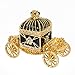 QIFU Hand Painted Enameled Royal Carriage Hinged Jewelry Trinket Box, Unique Gift Home Decor(Gold)