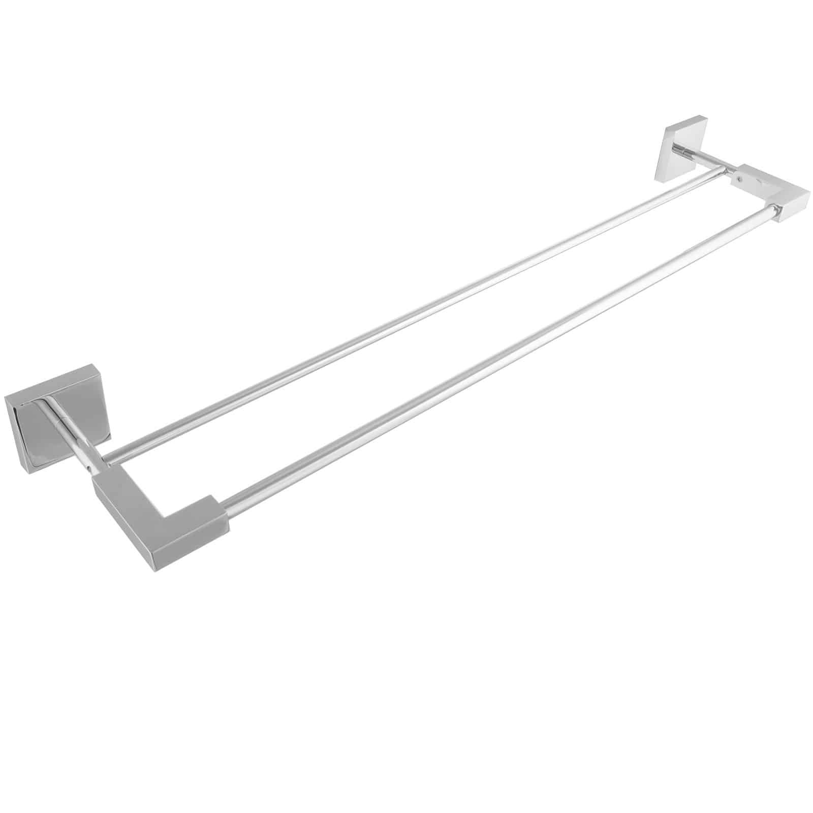 Paul gurkes Design, il 2 porte-serviettes laiton massif chromé de bain rectangulaire rond Tringle double pour 2 serviettes