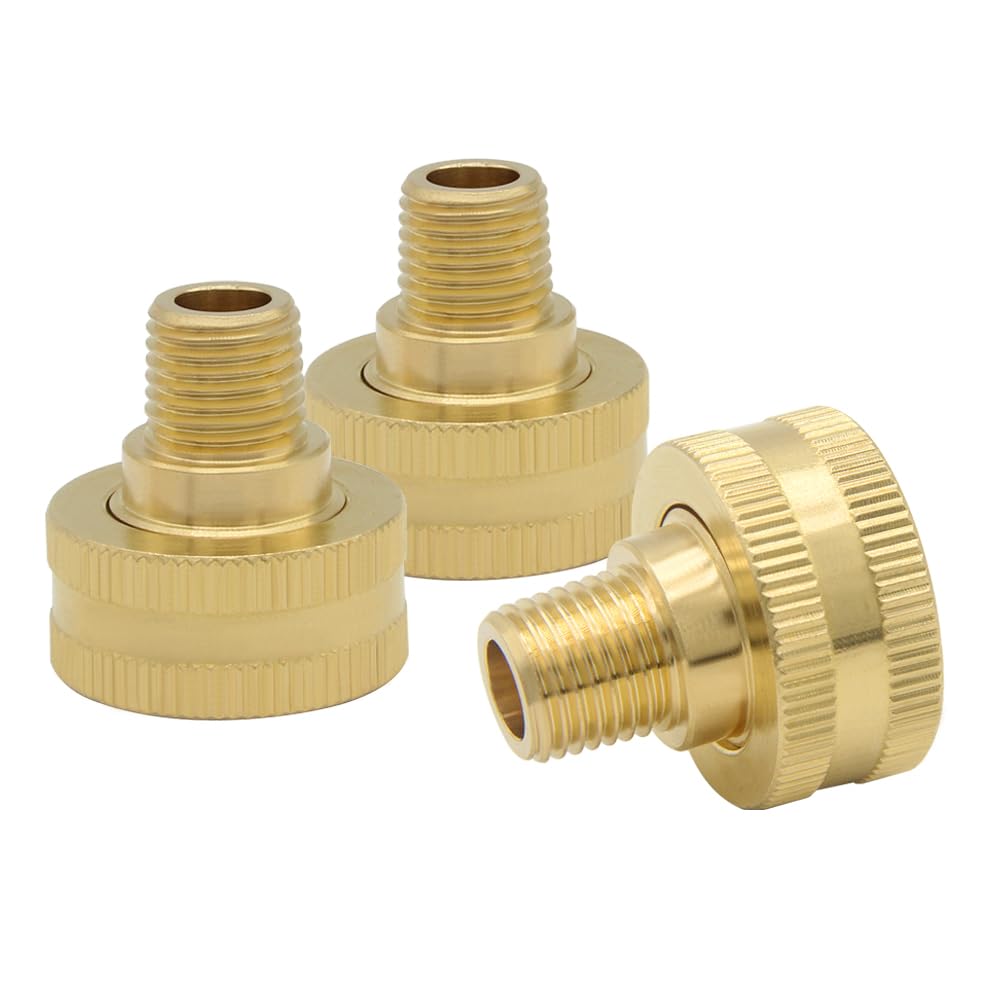1" Male To 3/4" Female Brass Garden Hose Adapter – GHT Thread, Brushed Finish, Durable