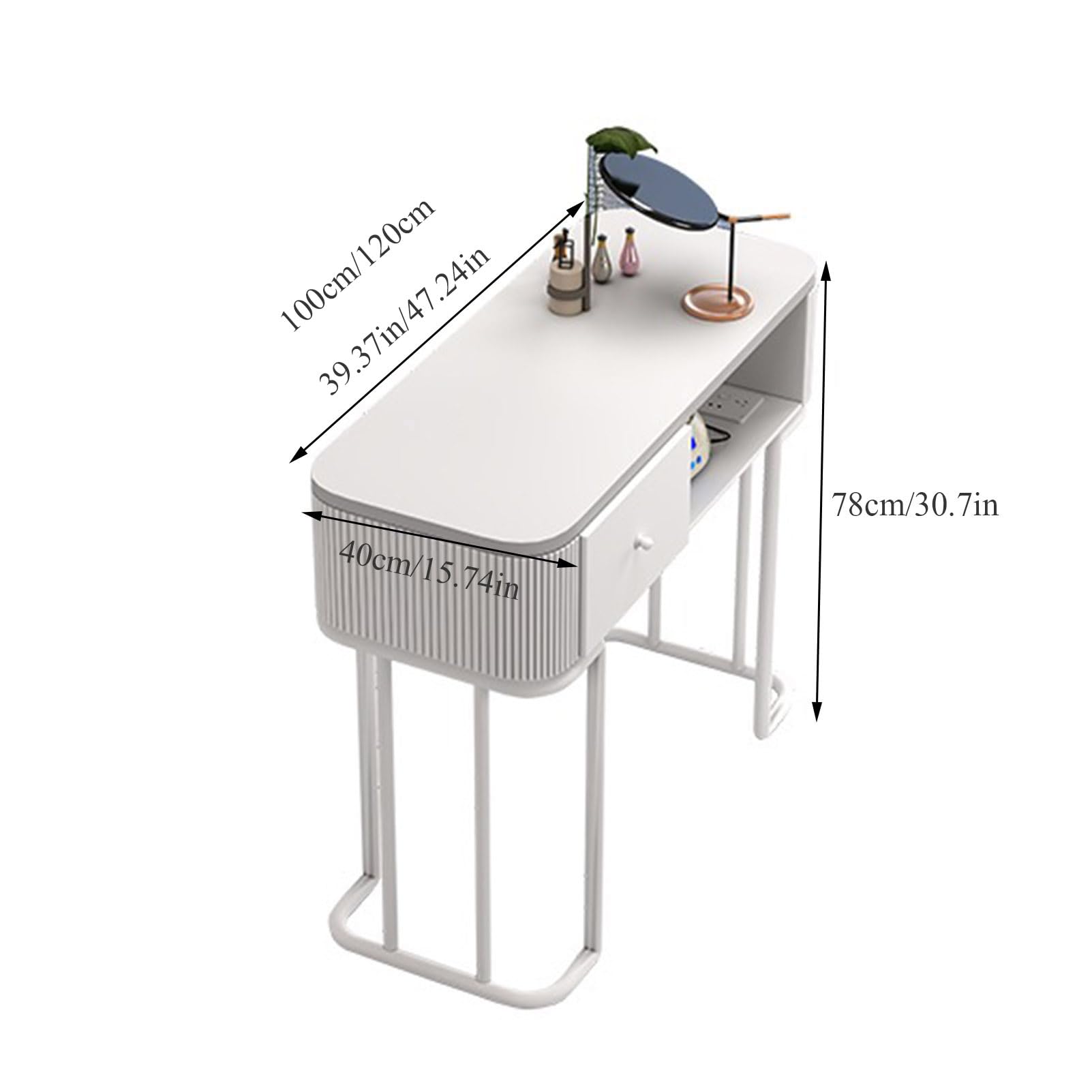 Tavolo per unghie compatto moderno,Tavolo per manicure per artisti,Scrivania per salone spa in legno,Postazione di lavoro per bellezza,Stazione per tavolo per manicure e truccatura Con ripiani apert
