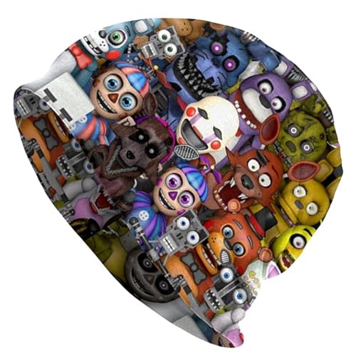 Five Nights Freddys Cartoon Characters All Over Print Adult Size Beanie Hat Multicoloured