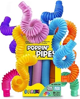 BUNMO Pop Tubes Large 8pk | Tons of Ways to Play| Hours of Fun for Kids | Imaginative Play & Stimulating Creative Learning | Toddler Sensory Toys | Connect, Stretch, Twist & Pop | Autism Toys
