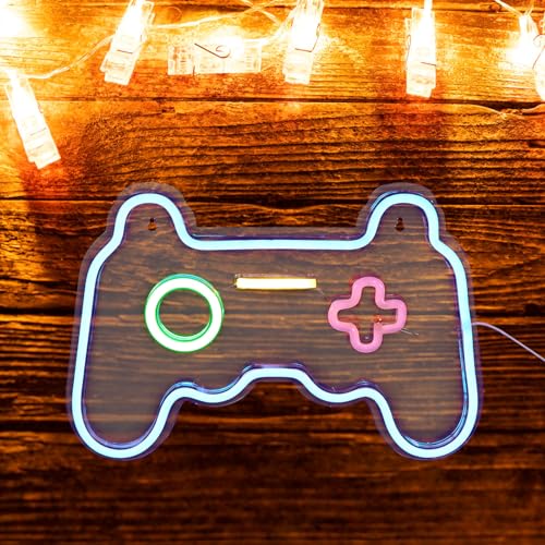 Lampe néon manette de jeu bleue LED pour déco de chambre gamer et salon - 5