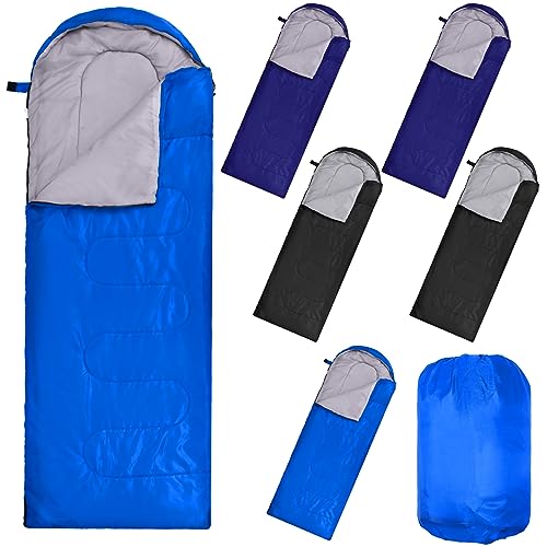 Macarrie 6 Pack Bulk Sleeping Bags for Homeless Donation 0 Degree Waterproof Sleeping Bags with Compression Sack for Adults Winter Cold Weather Care Camping Hiking Emergency(Classic Colors)