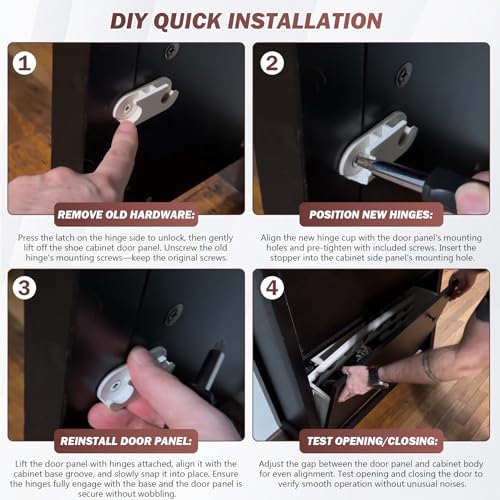 Image of Shoe Cabinet Hinge and Stopper Replacement Part #110364 and #116713