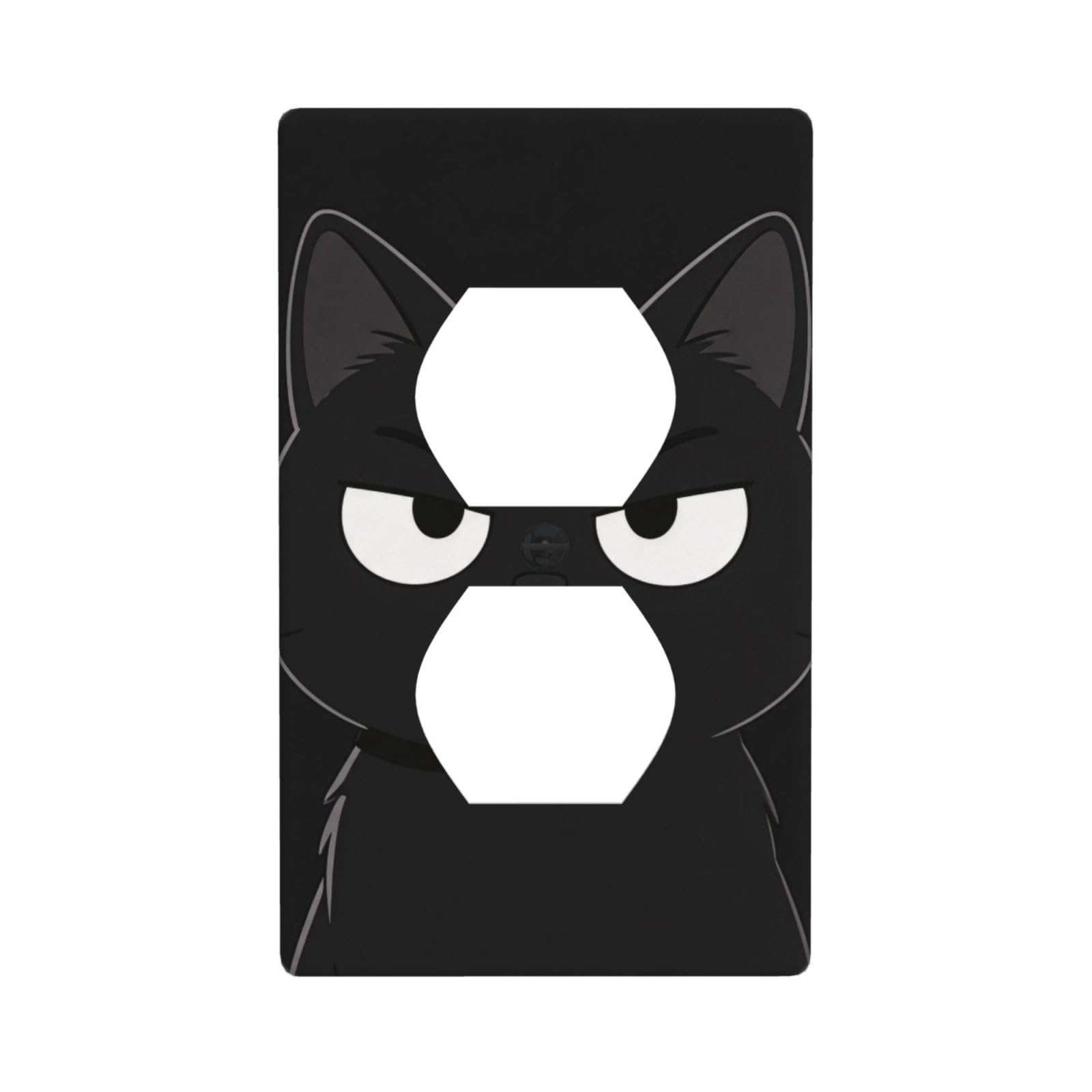 Flat Black Cat Decorative Switch Plate Cover-Unbreakable Polycarbonate Wall Plate for Home Office, 1 Gang with Screws